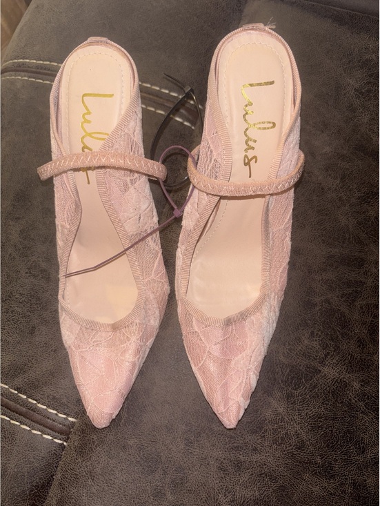 Lulus Shoes - Lulus Pink Lace Pointed Toe Slingback Heels Womens Size 8 Stiletto Pumps